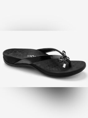 Vionic Bella Thong Sandal faux patent leather size 7